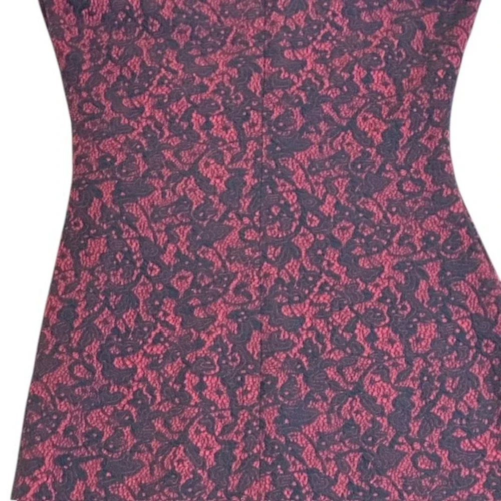 Michael Kors‎ Bodycon Dress Sleeveless V-Neck Burgundy Black Pattern Lace Size 2